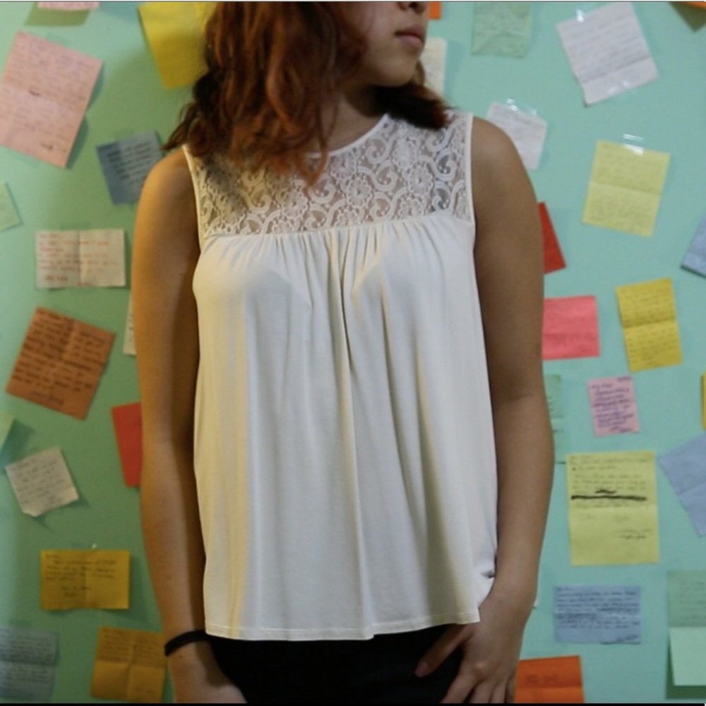 White tank-top blouse